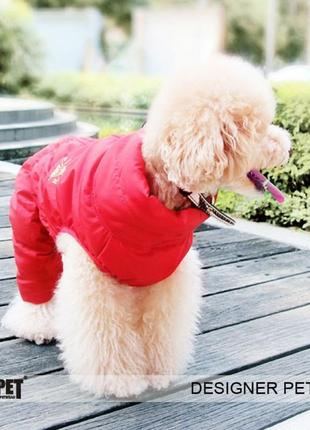 Зимний комбинезон для собак is pet с высоким воротником,без капюшона alps explorer красный2 фото
