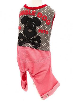 Трикотажний комбінезон для собак lovable dog wisdom knit із собакою на спинці, рожевого кольору