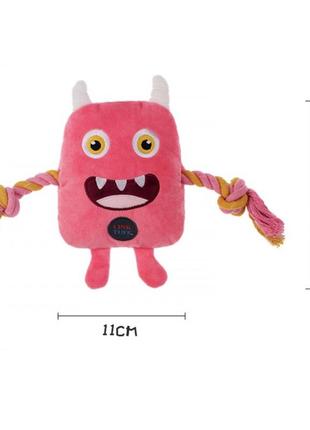 Іграшка для собак charming toy monster series монстр із канатами та пискавкою, 24 cm рожевий