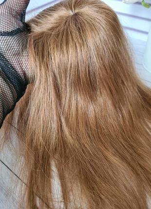 Накладка топпер макушка полупарик 100% натуральный волос.10 фото