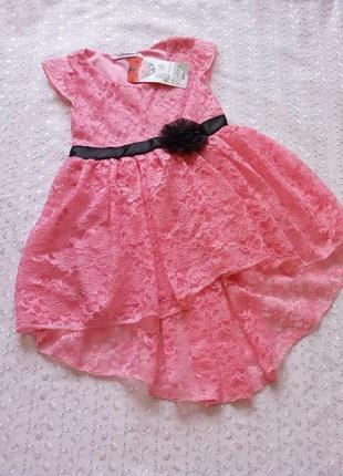 Літнє плаття на дівчинку рожеве гіпюр 4-8 л