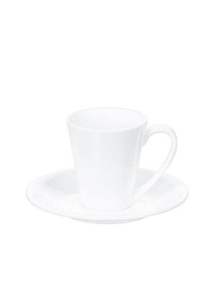 Чашка порцелянова біла 110мл з блюдцем wilmax для кави і чаю (...1 фото