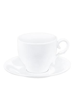 Чашка порцелянова біла 330мл з блюдцем wilmax для кави і чаю (...1 фото