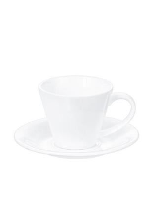 Чашка порцелянова біла 180мл з блюдцем wilmax для кави і чаю (...