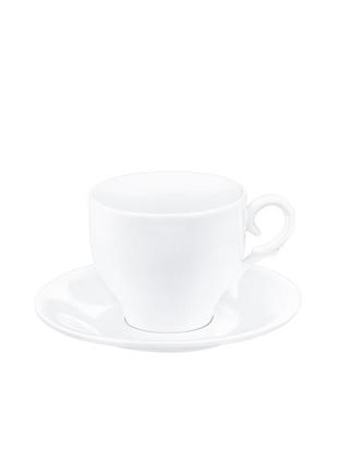 Чашка порцелянова біла 170 мл із блюдцем wilmax для кави та ча...