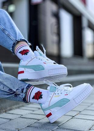 Жіночі кросівки puma cali white black женские кожаные пума весна puma suede, adidas samba, nike air max, nike air force 15 фото