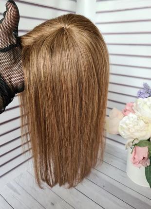 Накладка топпер макушка полупарик 100% натуральный волос.8 фото