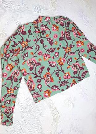 💝2+1=4 брендовая мятная свободная блузка в принт zara, размер 44 - 465 фото