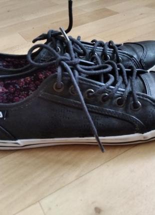 Туфли спортивные чёрные fila на шнурках  мокасины кроссовки кеды2 фото
