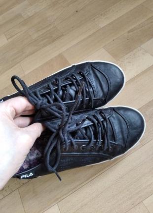 Туфли спортивные чёрные fila на шнурках  мокасины кроссовки кеды5 фото