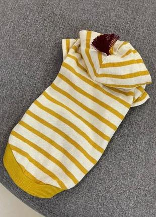 Легкая толстовка для собак с капюшоном, без рукавов в полоску boris house strie hoody желтого цвета