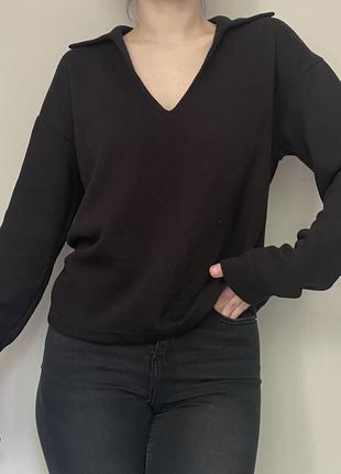 Пуловерів светр кофта з трикутним вирізом і коміром кофта з довгим рукавом