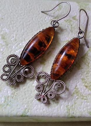 Комплект бурштинові сережки і перстень вінтаж часів срср