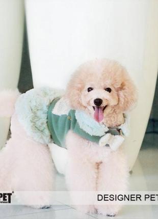 Платье утепленное для собак is pet "charlotte coat" зеленый2 фото