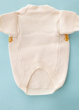 Брендовий светр для собак palm angels із золотим написом, білий2 фото