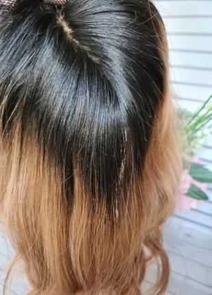 Накладка топпер полупарик макушка с имитацией кожи головы 100% натуральный волос.10 фото