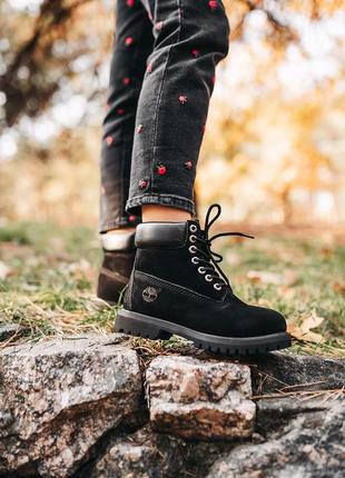 Черевики timberland black fur черевики зимові з хутром2 фото