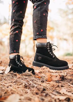 Ботинки timberland black fur черевики зимние с мехом4 фото