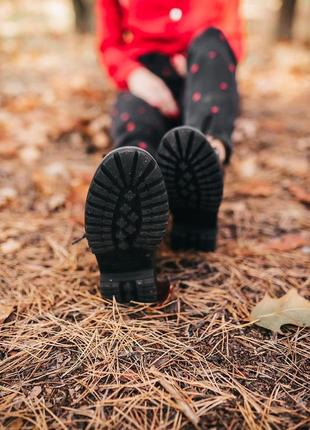 Ботинки timberland black fur черевики зимние с мехом7 фото