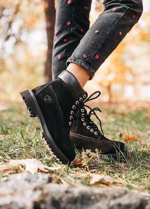 Ботинки timberland black fur черевики зимние с мехом