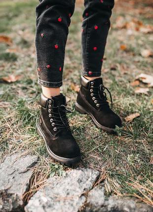 Ботинки timberland black fur черевики зимние с мехом8 фото