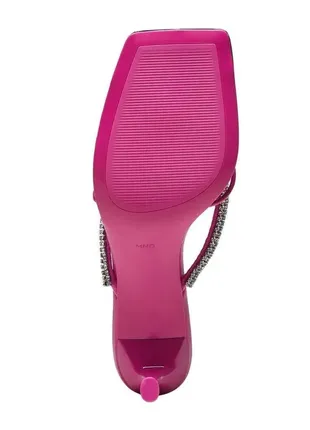 Эффектные розовые босоножки со стразами на каблуке mango туфельки сандалии4 фото