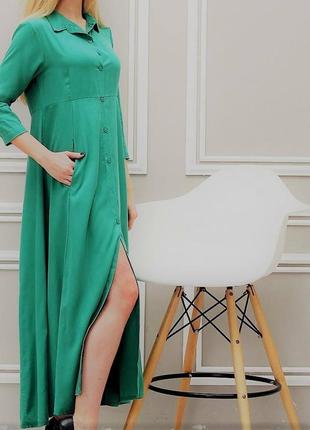 Трендова італійська сукня-халат з м'якого сатину, довжина в підлогу