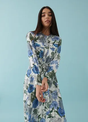 Платье с добавлением льна в цветочный принт reserved10 фото