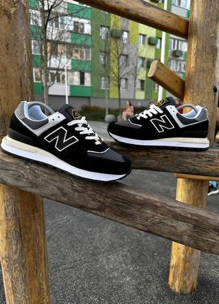 Кросівки жіночі / чоловічі чорні замшеві new balance 574 х stone island