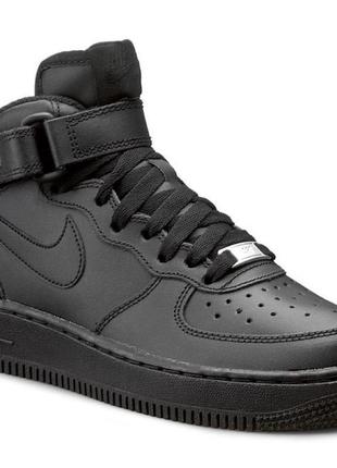 Nike air force 1 mid 07-універсальні чорні чоловічі кросівки