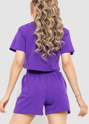 Костюм жіночий повсякденний футболка+шорти, колір фіолетовий, ...4 фото