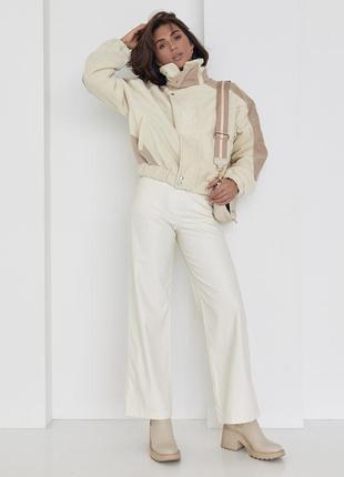 Коротка жіноча куртка з м'якого кашеміру - кремовий колір, s2 фото