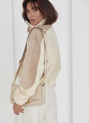 Коротка жіноча куртка з м'якого кашеміру - кремовий колір, s4 фото