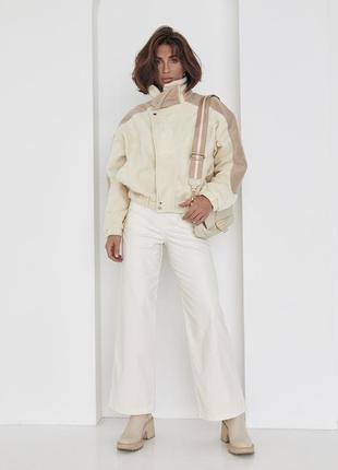 Коротка жіноча куртка з м'якого кашеміру - кремовий колір, s5 фото