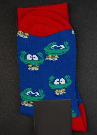 Синьо-червоні високі шкарпетки з принтом, розмір 41-48