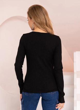Чорний трикотажний светр із розрізом, розмір s3 фото