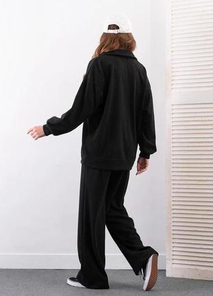Вільний чорний костюм з блискавками на штанах, розмір m3 фото
