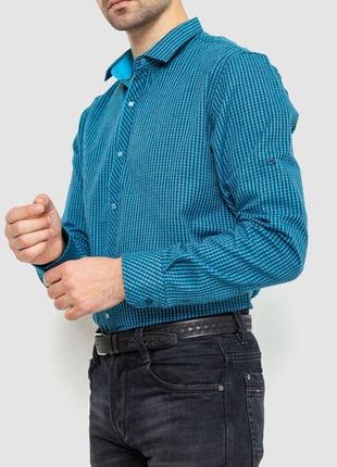 Сорочка чоловіча в клеку байкова, колір бірюзово-синій, розмір...3 фото
