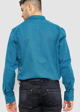 Сорочка чоловіча в клеку байкова, колір бірюзово-синій, розмір...4 фото
