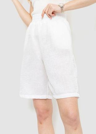 Шорти жіночі вільного крою тканина льон, колір білий, розмір m...3 фото