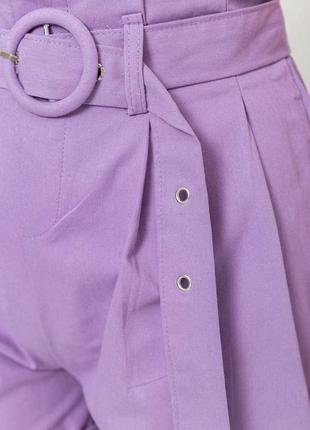 Шорти жіночі з ременем та манжетом, колір світло-фіолетовий, р...5 фото