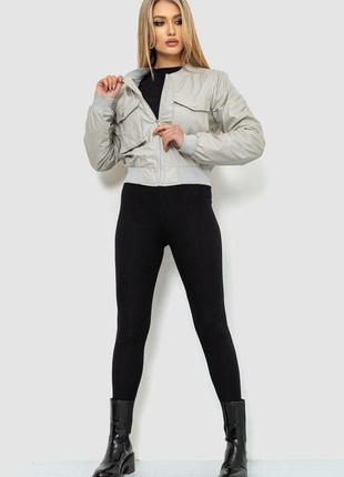 Куртка жіноча з екошкіри коротка, колір сірий, розмір l, 186r0972 фото