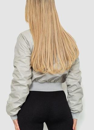 Куртка жіноча з екошкіри коротка, колір сірий, розмір l, 186r0974 фото