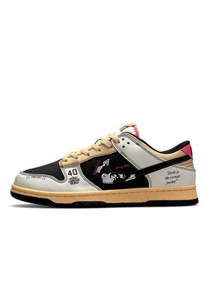 Мужские кроссовки бежевые с коричневым nike sb dunk low x stussy 40th brown beige7 фото