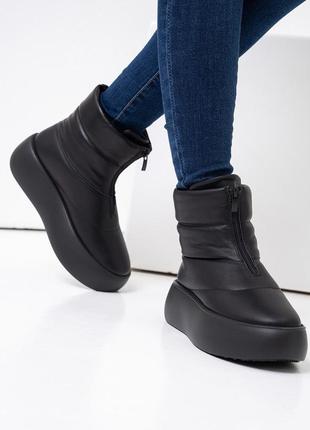 Чорні теплі черевики дутики, розмір 362 фото