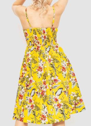 Жіночий сарафан з квітковим принтом, колір жовтий, розмір l, 2...4 фото