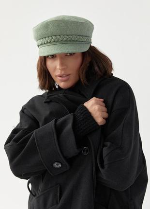 Жіноча кашемірова кепі з кіскою - м'ятний колір, l5 фото