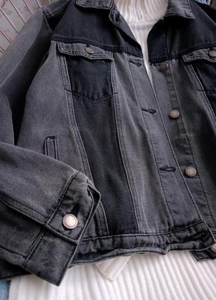 Джинсовая куртка джинсовка серая5 фото