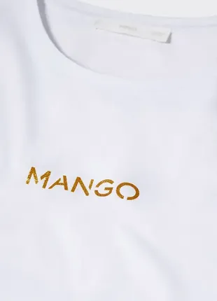 Базова біла футболка з лого mango бавовняна жіноча футболка5 фото