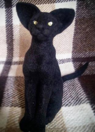 Черный котенок . кот из шерсти . игрушка из шерсти , подарок , интерьерные игрушки , ручная работа3 фото